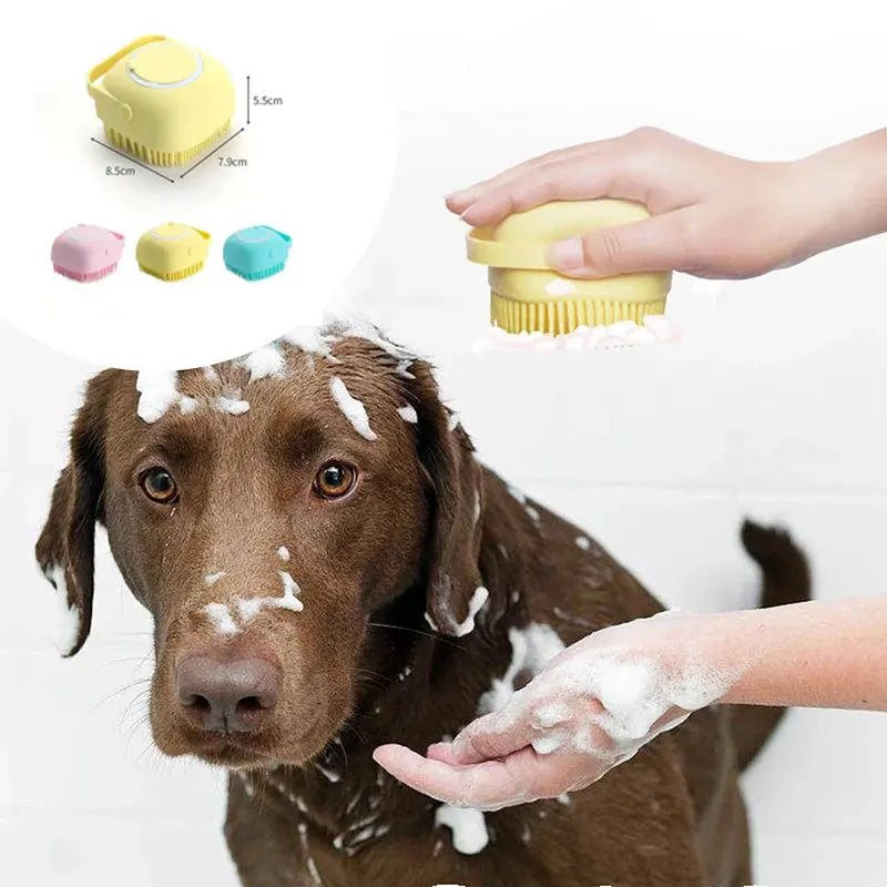 Silicone Dog Bath Massage Gloves Brush Pet Cat Bathroom Cleaning Tool Comb Brush For Dog Can Pour Shampoo Dog Grooming Supplies KuroshiroOnline
