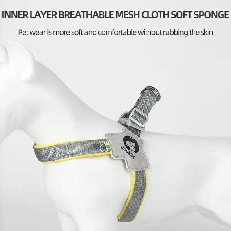 Pet Dog Cat Harness, Pet Harness With LeashSet, Adjustable Puppy Harness ComfortableReflective Easy Control Dog With Leather Leash,.No-Pull No Choke Pet Harness For TrainingWalking KuroshiroOnline