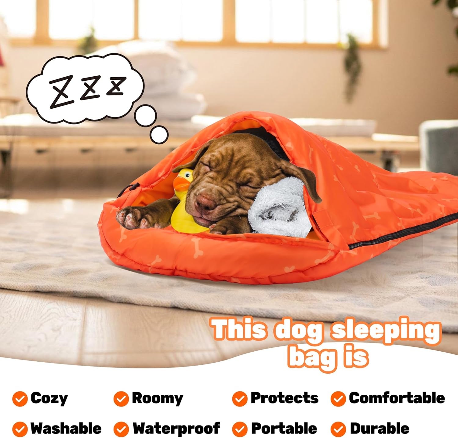 Lifeunion Dog Sleeping Bag with Storage Bag Waterproof Warm Packable Dog Bed for Travel Camping Hiking Backpacking