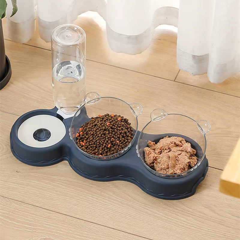Pet Cat Automatic Feeder Plastic 3-In-1 Dog Food Bowl