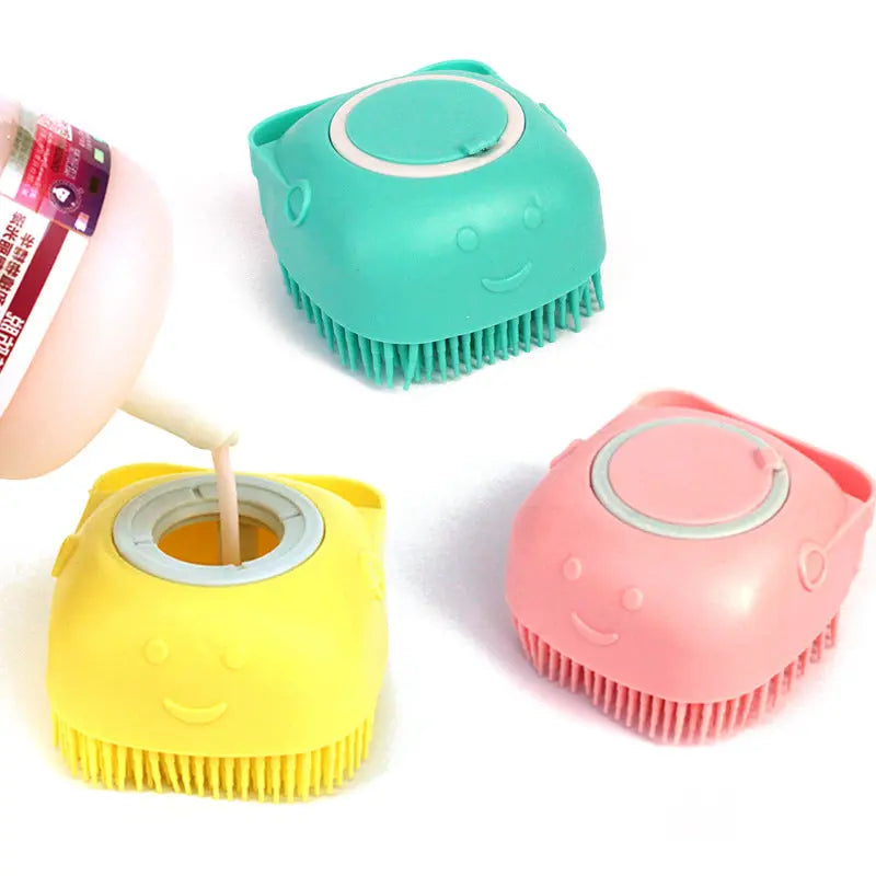 Silicone Dog Bath Massage Gloves Brush Pet Cat Bathroom Cleaning Tool Comb Brush For Dog Can Pour Shampoo Dog Grooming Supplies KuroshiroOnline