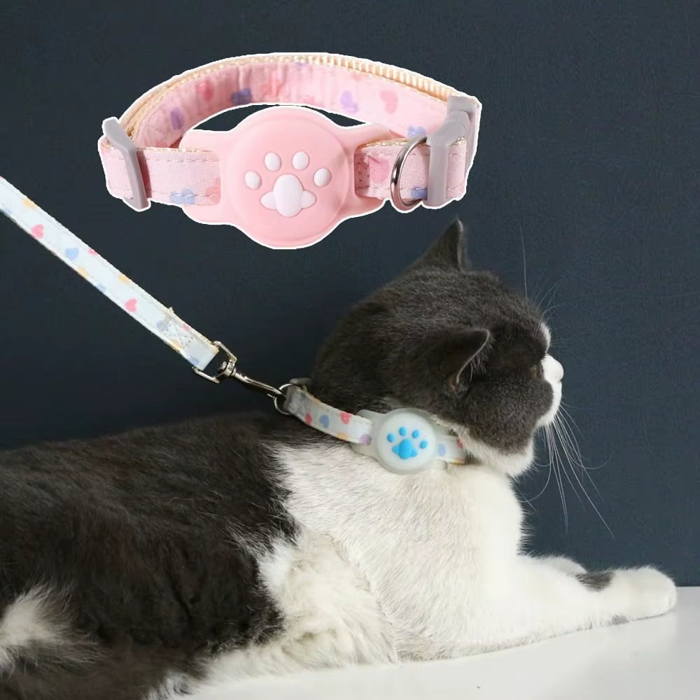 Nylon Pet Locator Collar Glow-In-The-Dark Adjustable Dog Cat Collar Anti-Lost Silicone Tracker Protective Cover for Airtag Pet