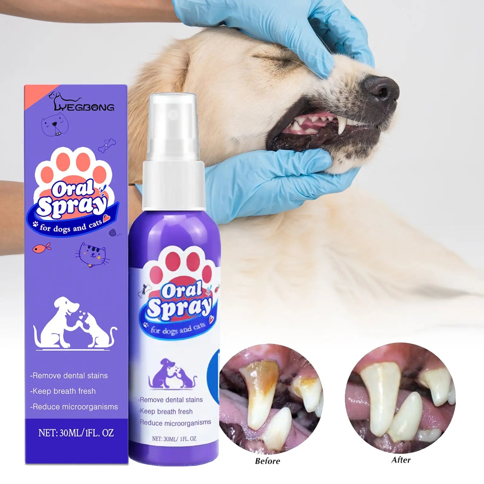 Cat And Dog Teeth Cleaning Spray To Remove Tooth Stains Fresh Breath Pet Oral Care Spray KuroshiroOnline