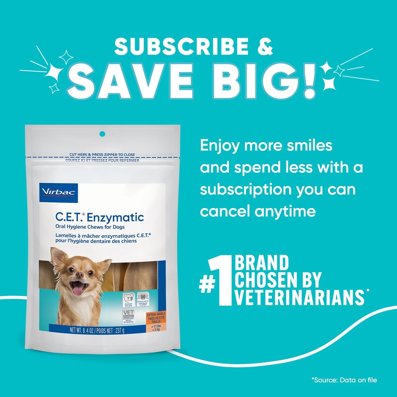 C.E.T. Enzymatic Oral Hygiene Chews for Dogs Beef 8.4 Ounces